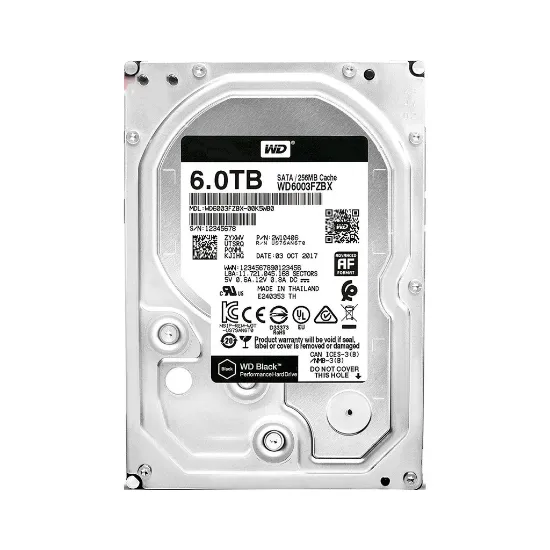 هارد اینترنال وسترن دیجیتال مشکی مدل WD6003FZBX ظرفیت 6 ترابایت