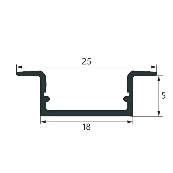 پروفیل کابینتی تک لاین لبه دار عرض 25mm