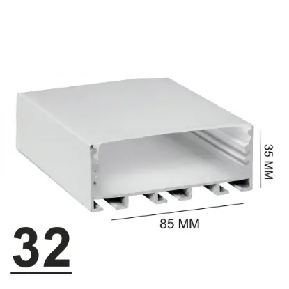 پروفیل روکار فنرخور 7 لاین 85mm کد 32 آلومینیومی